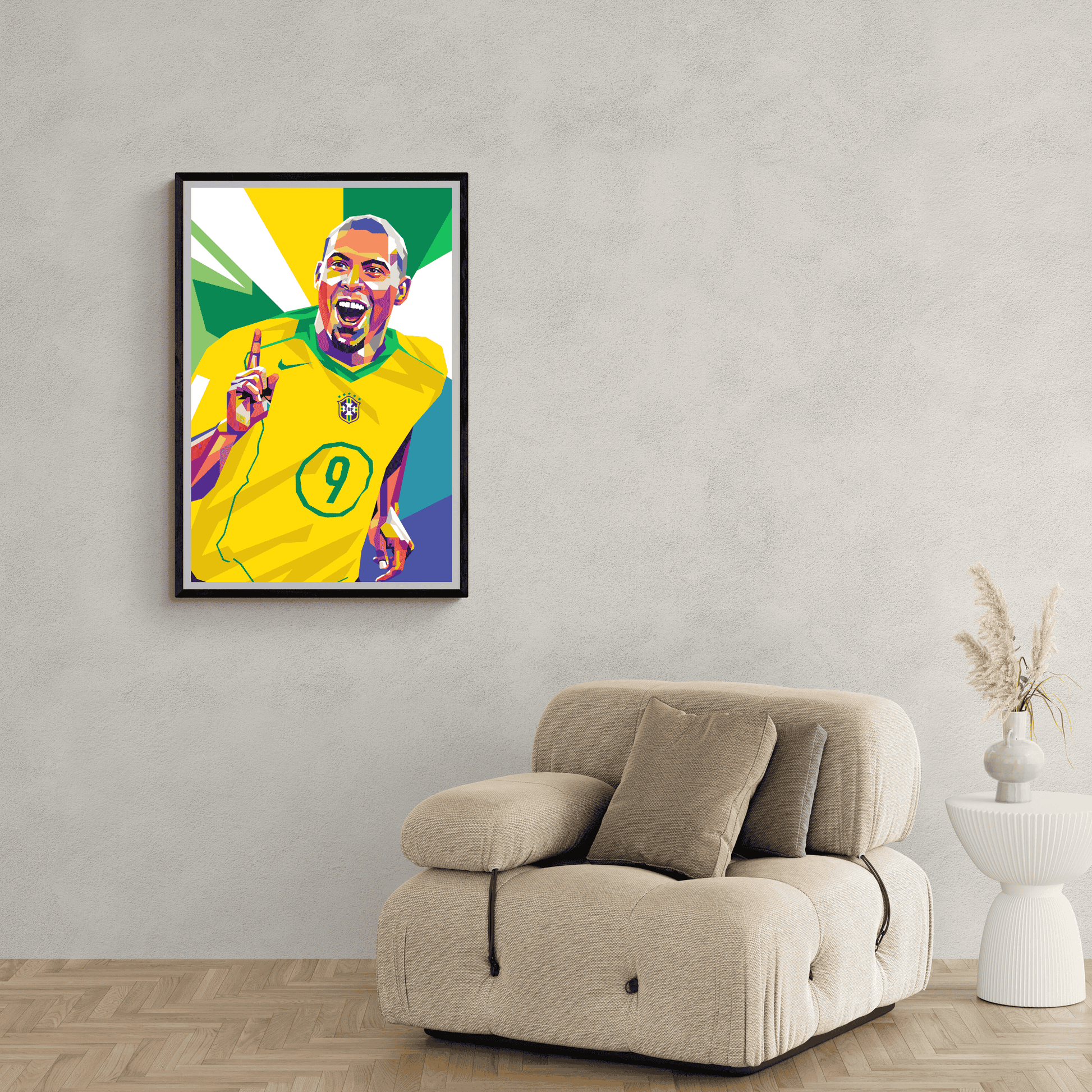 Ronaldo Nazario R9 | Vintage Muurdecoratie | Wanddecoratie Poster | Iconisch Voetbal Legende Kunst
