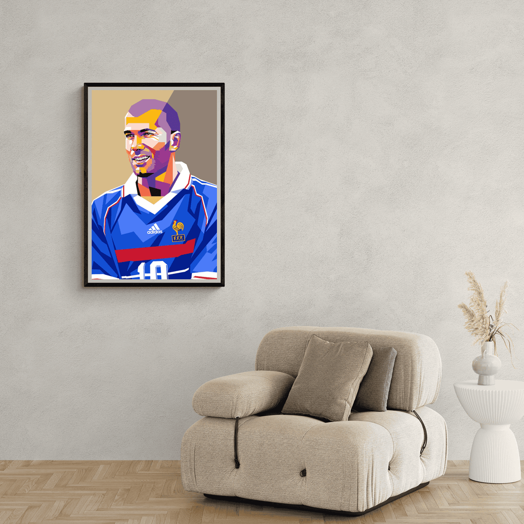 Zidane Poster | Muurdecoratie | Voetbal Legende Wanddecoratie | Huis & Tuin Kunst