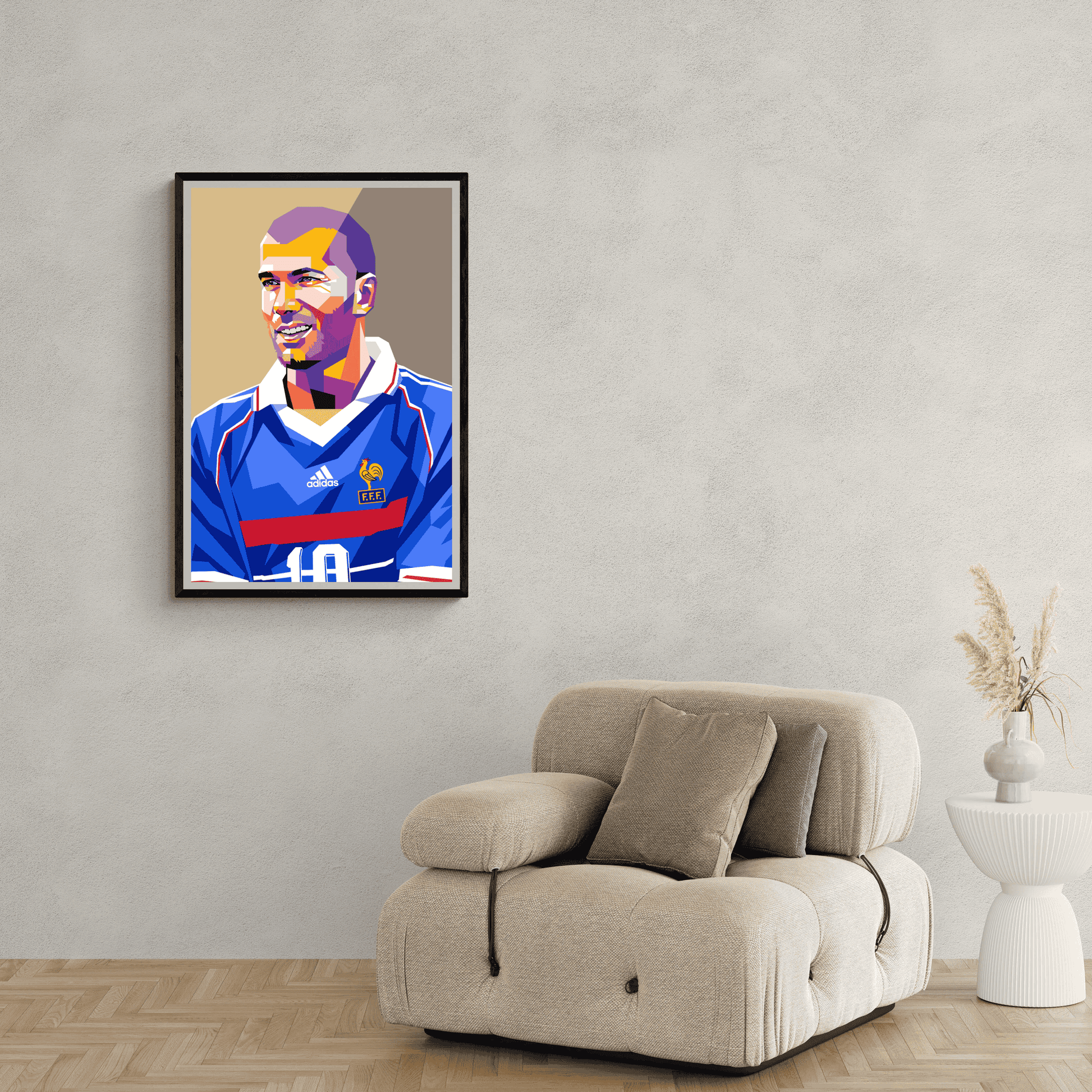 Zidane Poster | Muurdecoratie | Voetbal Legende Wanddecoratie | Huis & Tuin Kunst