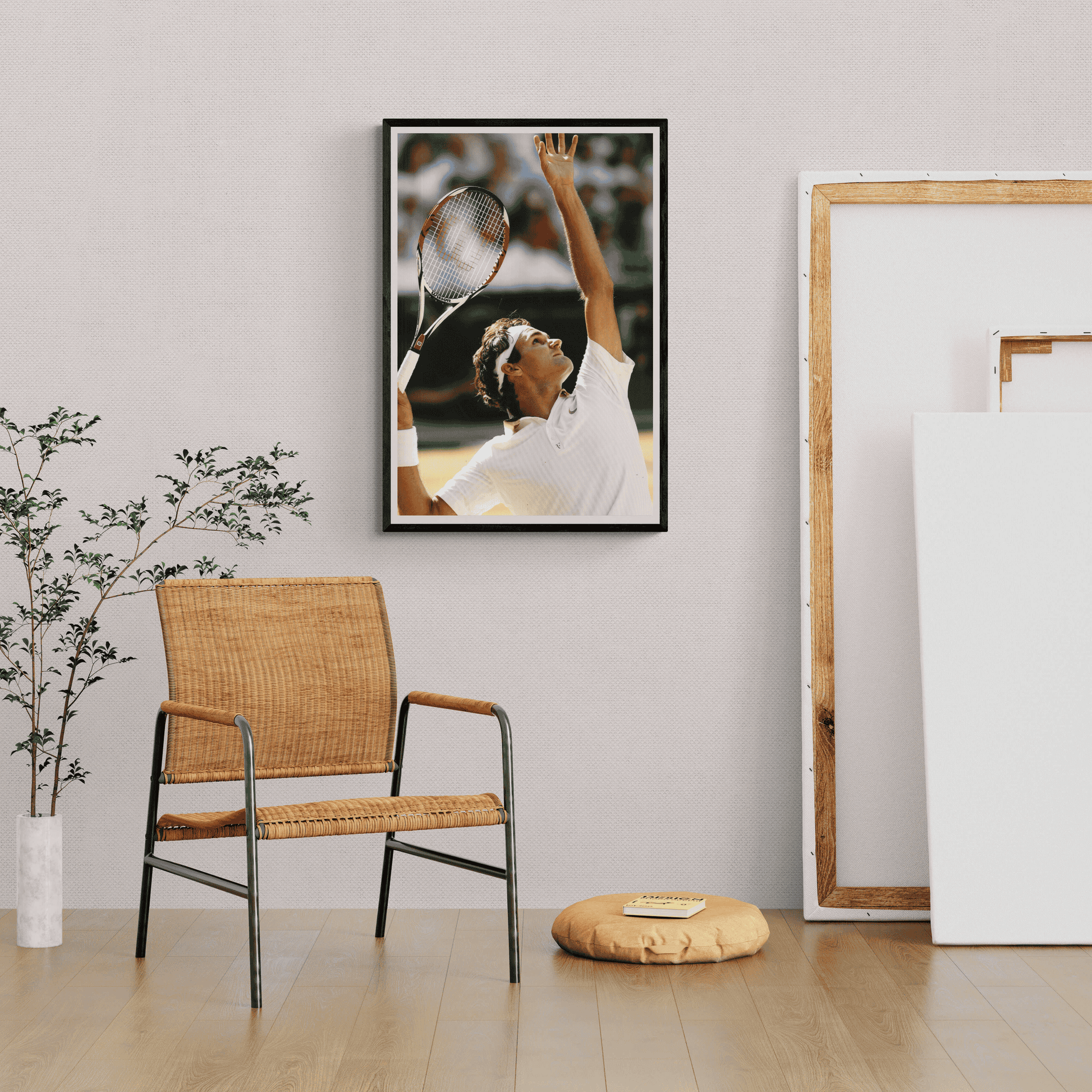 Roger Federer Tennis Actie Scène | Hoge Kwaliteit Muurdecoratie | Wanddecoratie voor Sportliefhebbers | Posters | Schilderijen