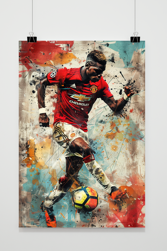 Paul Pogba Poster | Inspirerende Muurdecoratie | Voetbal Schilderijen | Graphic Art voor Woonkamer | Moderne Wanddecoratie