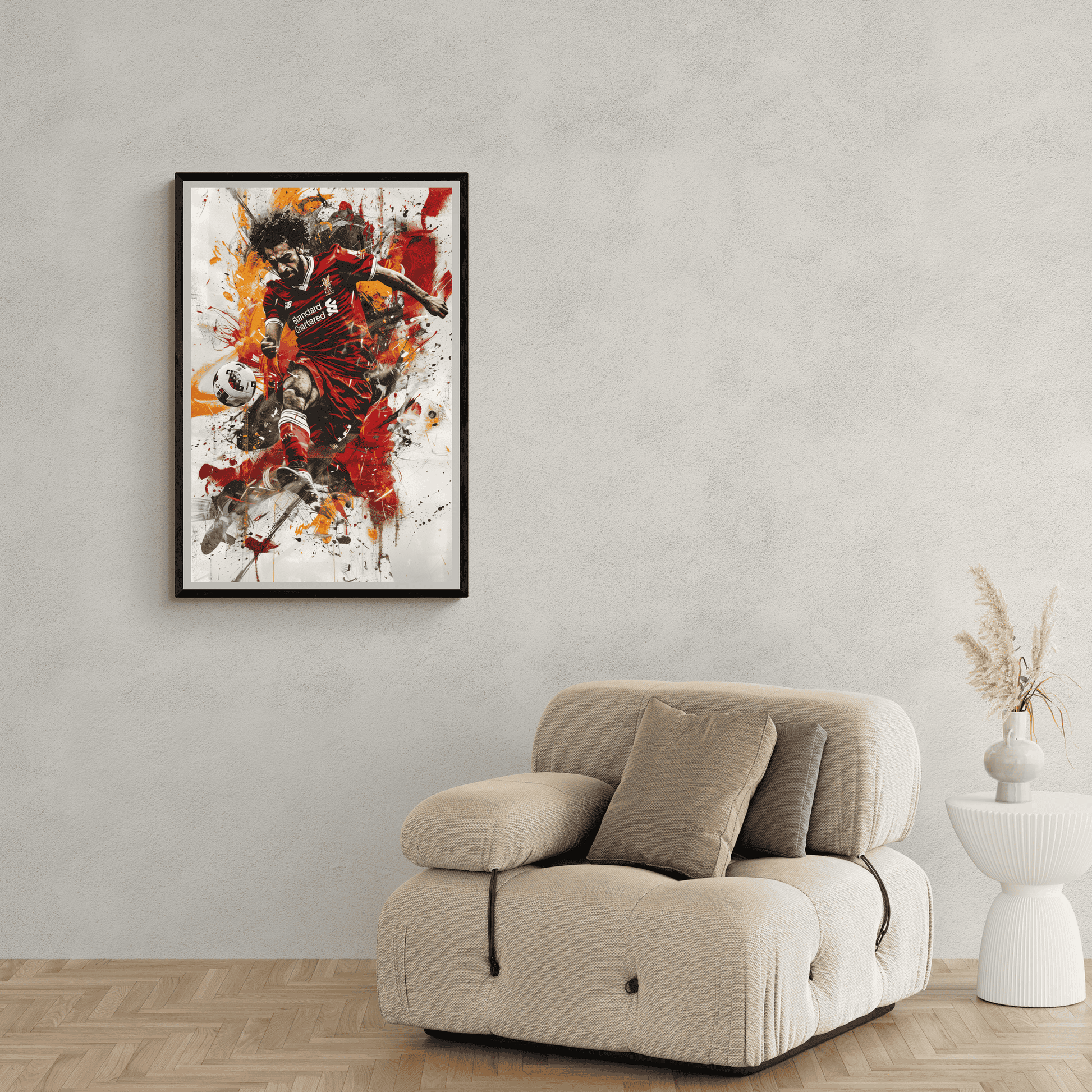 Mo Salah Action Poster | Voetbal Ster Wanddecoratie | Sport Muurdecoratie | Premium Kunst Print | Huis en Tuin Decor