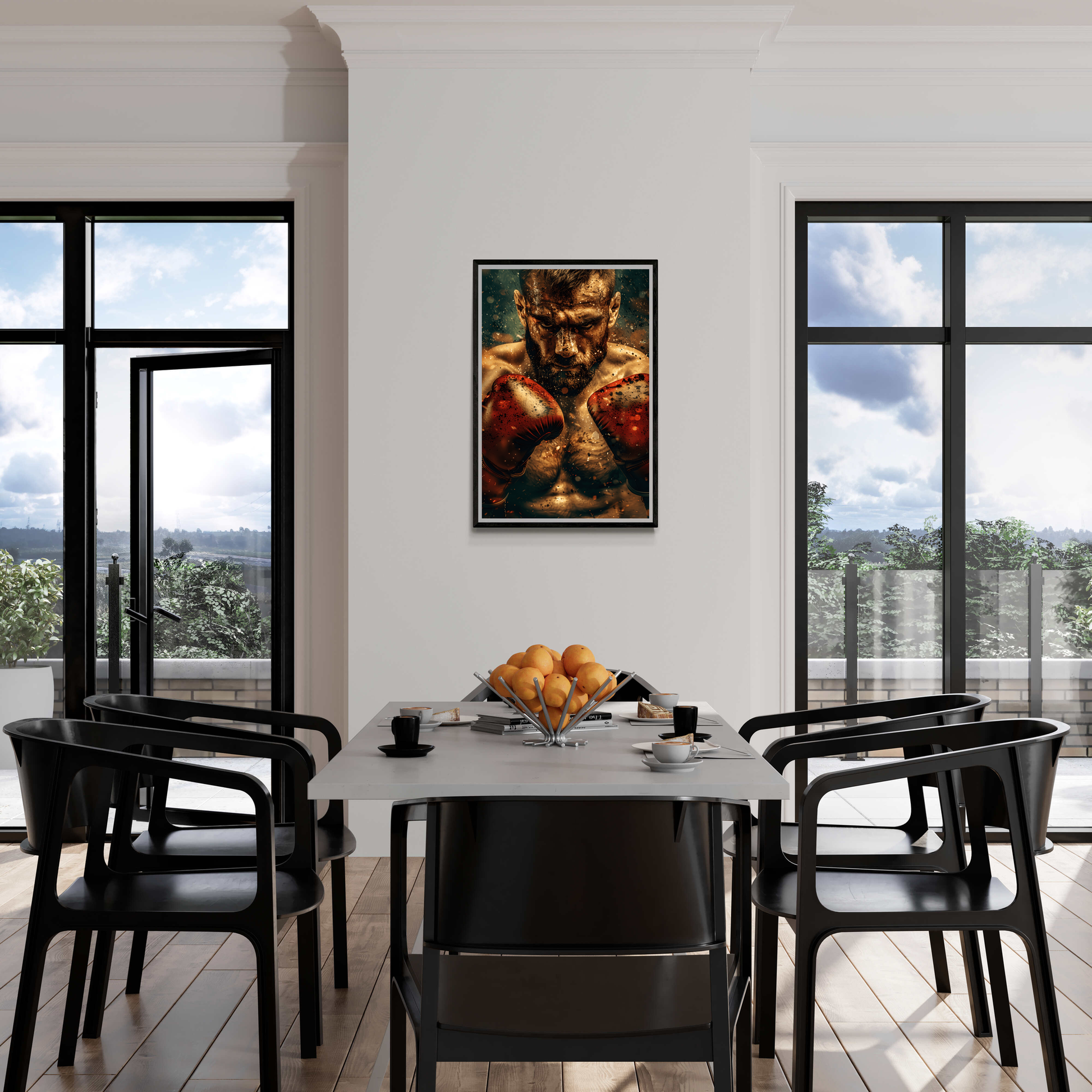 Golden Boxer Poster | Muurdecoratie | Wanddecoratie | Moderne Canvas Kunst | Eigentijds Schilderij Design