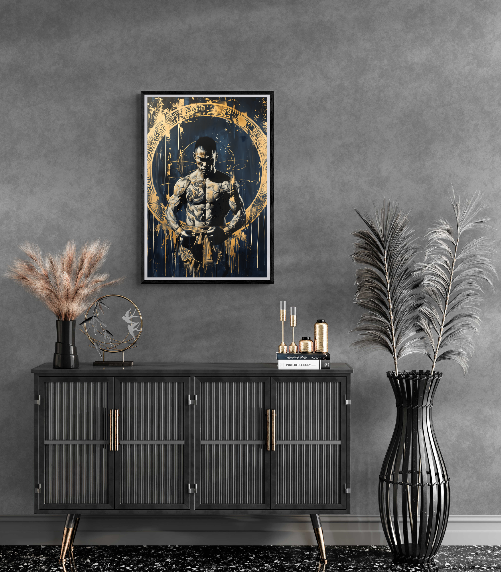 Martial Arts Warrior | Wanddecoratie | Muurdecoratie | Eastern Fighter Design | Posters | Visuele Kunst