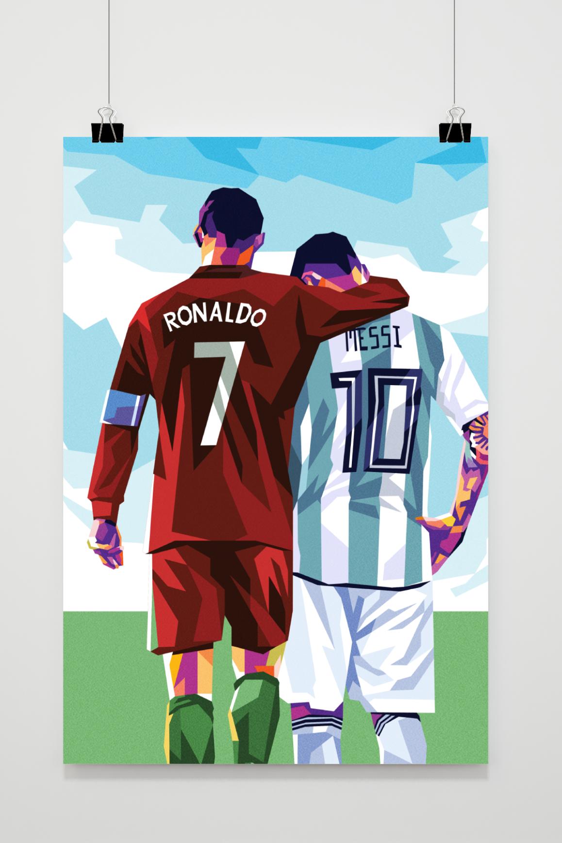 Lionel Messi vs Cristiano Ronaldo | Muurdecoratie | Posters | Wanddecoratie Schilderijen | Sports Art Print