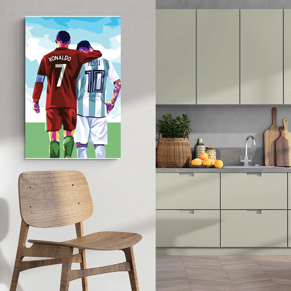 Lionel Messi vs Cristiano Ronaldo | Muurdecoratie | Posters | Wanddecoratie Schilderijen | Sports Art Print