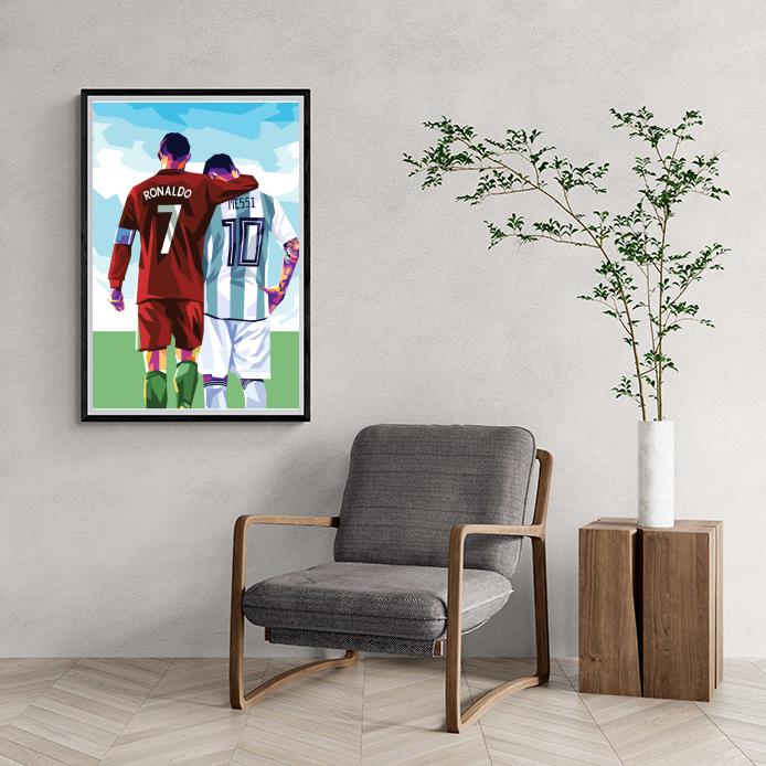 Lionel Messi vs Cristiano Ronaldo | Muurdecoratie | Posters | Wanddecoratie Schilderijen | Sports Art Print