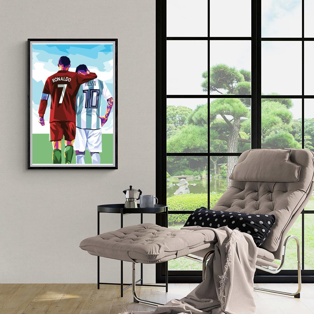 Lionel Messi vs Cristiano Ronaldo | Muurdecoratie | Posters | Wanddecoratie Schilderijen | Sports Art Print