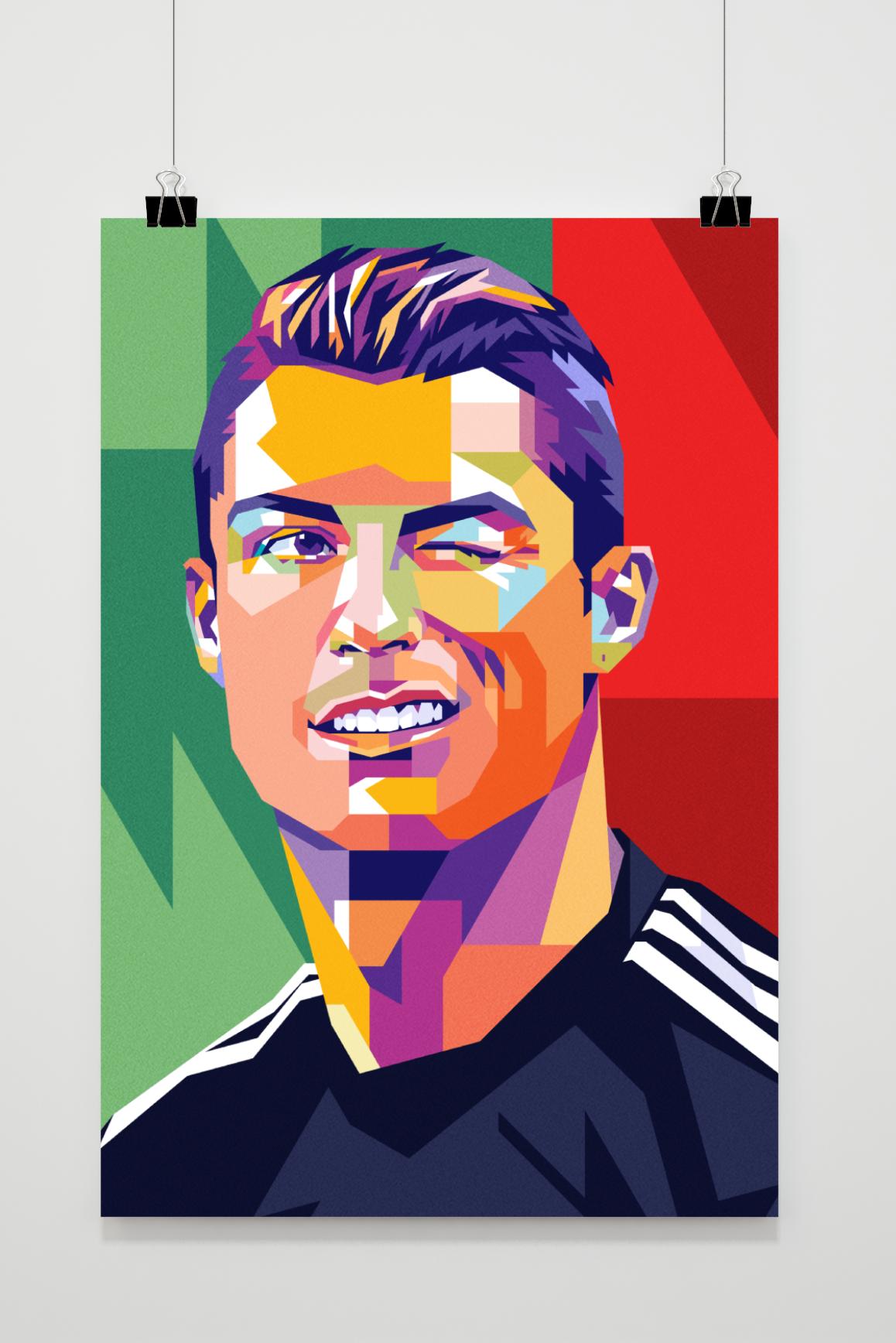 Cristiano Ronaldo | Portret Kunst Poster | Muurdecoratie voor Thuis & Kantoor | Wanddecoratie Wandkunst
