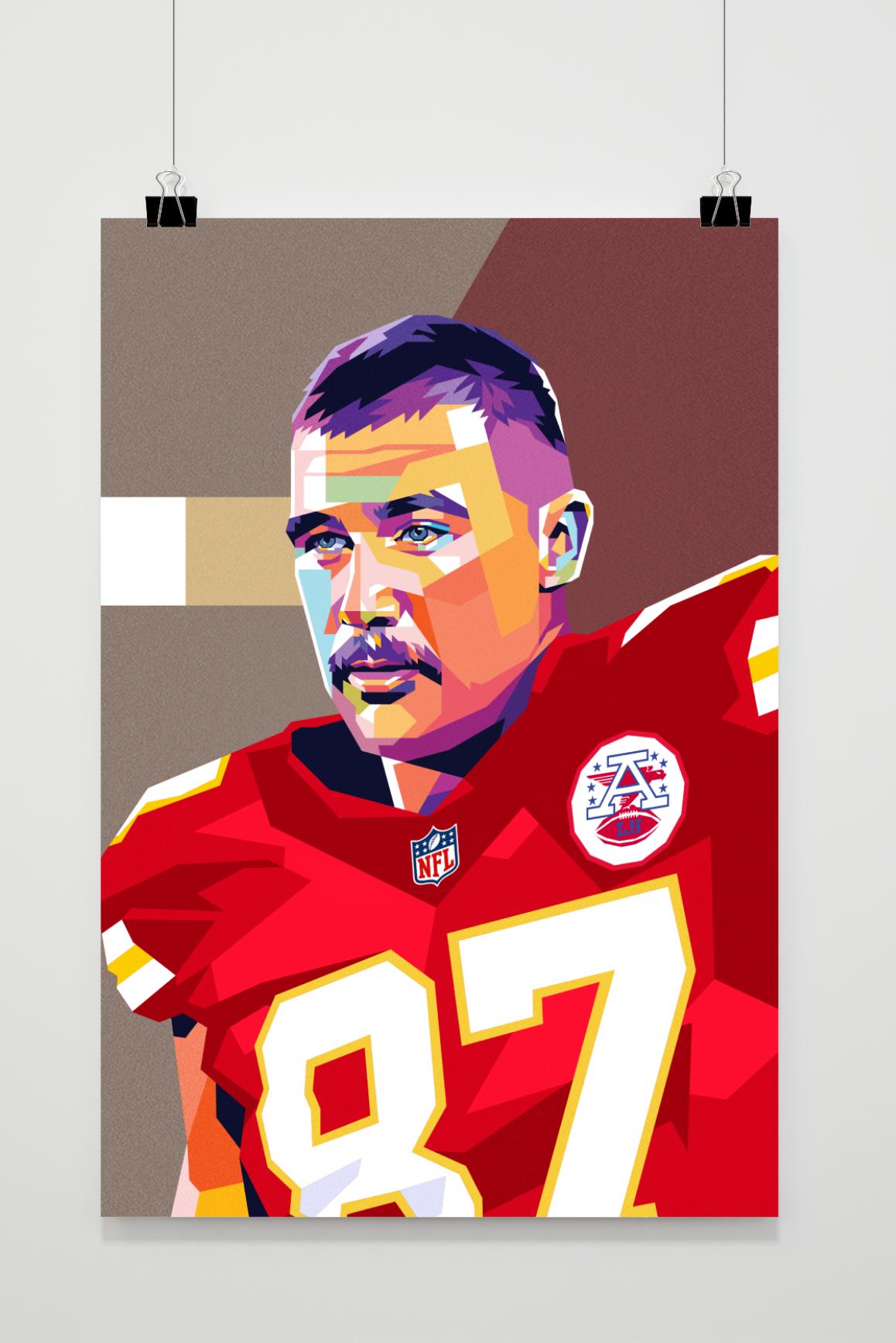 Travis Kelce Poster | Muurdecoratie | NFL Voetbal Kunst Prent | Wanddecoratie | Sportfan Cadeau