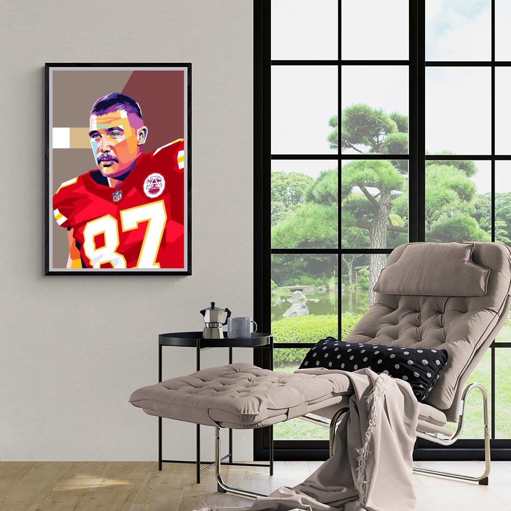 Travis Kelce Poster | Muurdecoratie | NFL Voetbal Kunst Prent | Wanddecoratie | Sportfan Cadeau