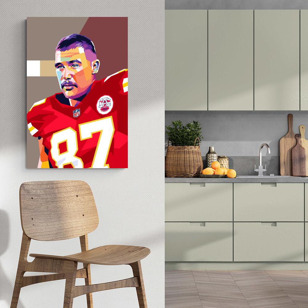Travis Kelce Poster | Muurdecoratie | NFL Voetbal Kunst Prent | Wanddecoratie | Sportfan Cadeau