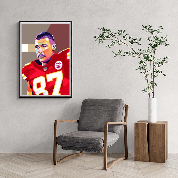 Travis Kelce Poster | Muurdecoratie | NFL Voetbal Kunst Prent | Wanddecoratie | Sportfan Cadeau