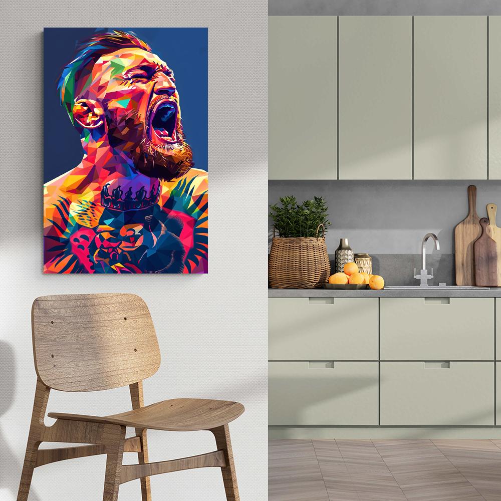 Conor McGregor WPAP Poster | Abstracte Muurdecoratie | Kleurrijke Geometrische Schilderijen | Wanddecoratie voor Thuis