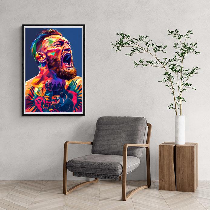 Conor McGregor WPAP Poster | Abstracte Muurdecoratie | Kleurrijke Geometrische Schilderijen | Wanddecoratie voor Thuis