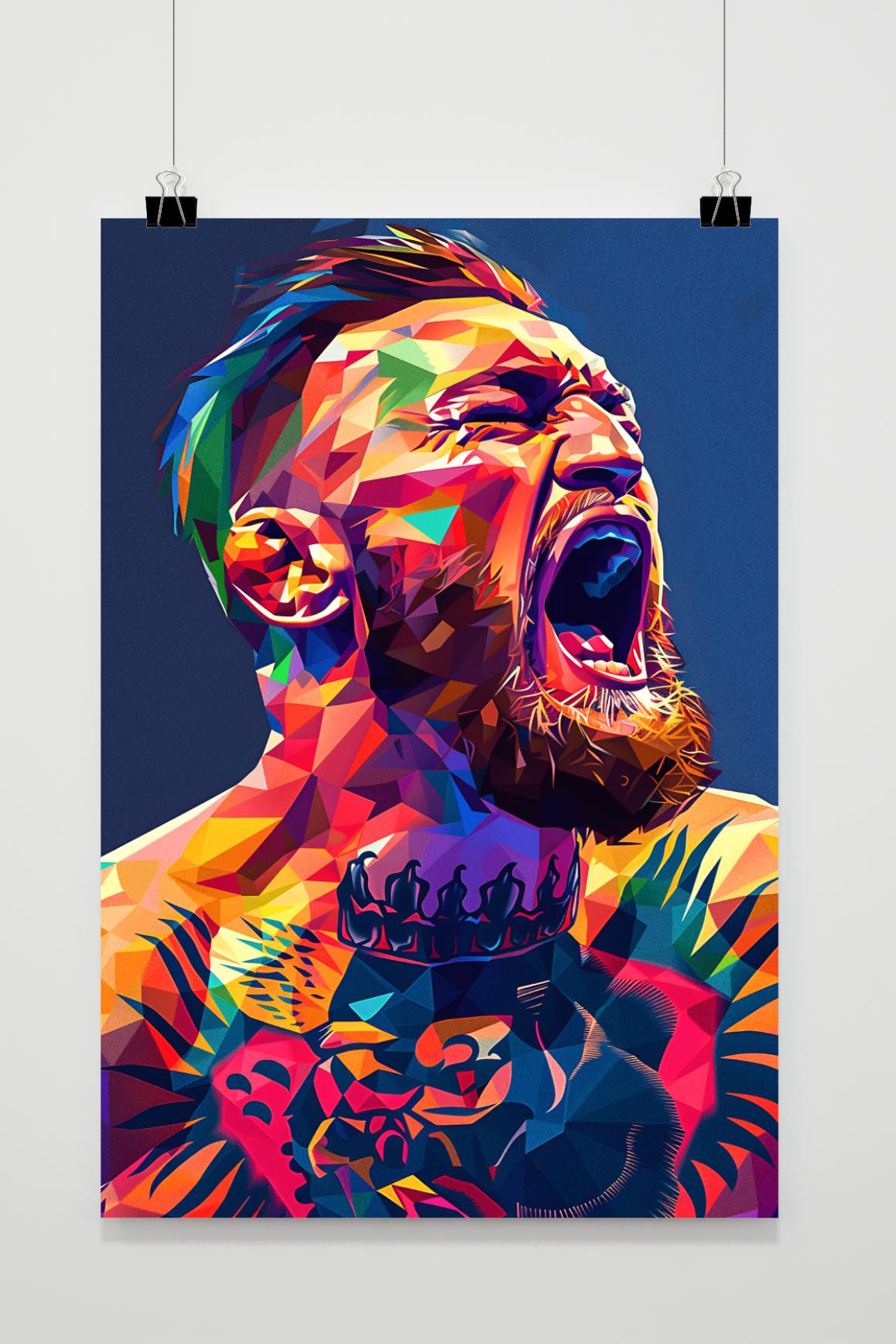 Conor McGregor WPAP Poster | Abstracte Muurdecoratie | Kleurrijke Geometrische Schilderijen | Wanddecoratie voor Thuis