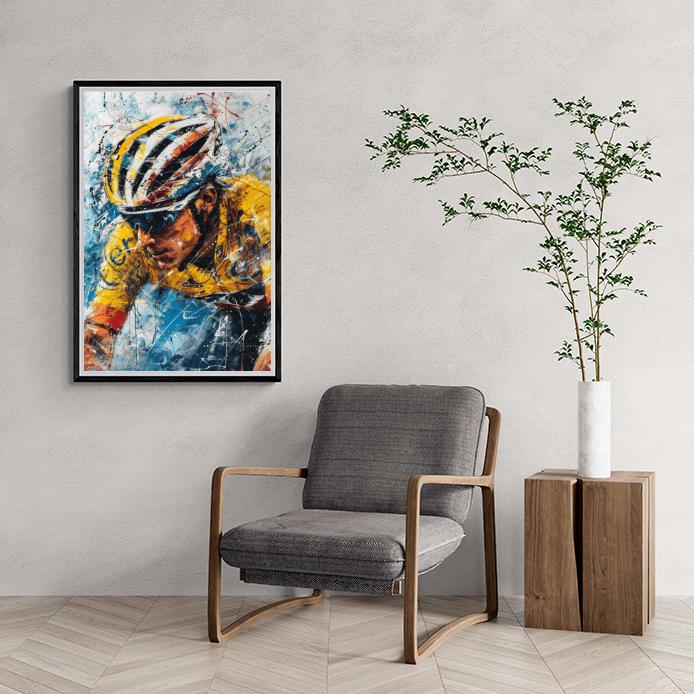 Lance Armstrong Illustration | Fiets Racedecor | Sport Kunst | Muurdecoratie Poster | Wonen & Tuin Kunst