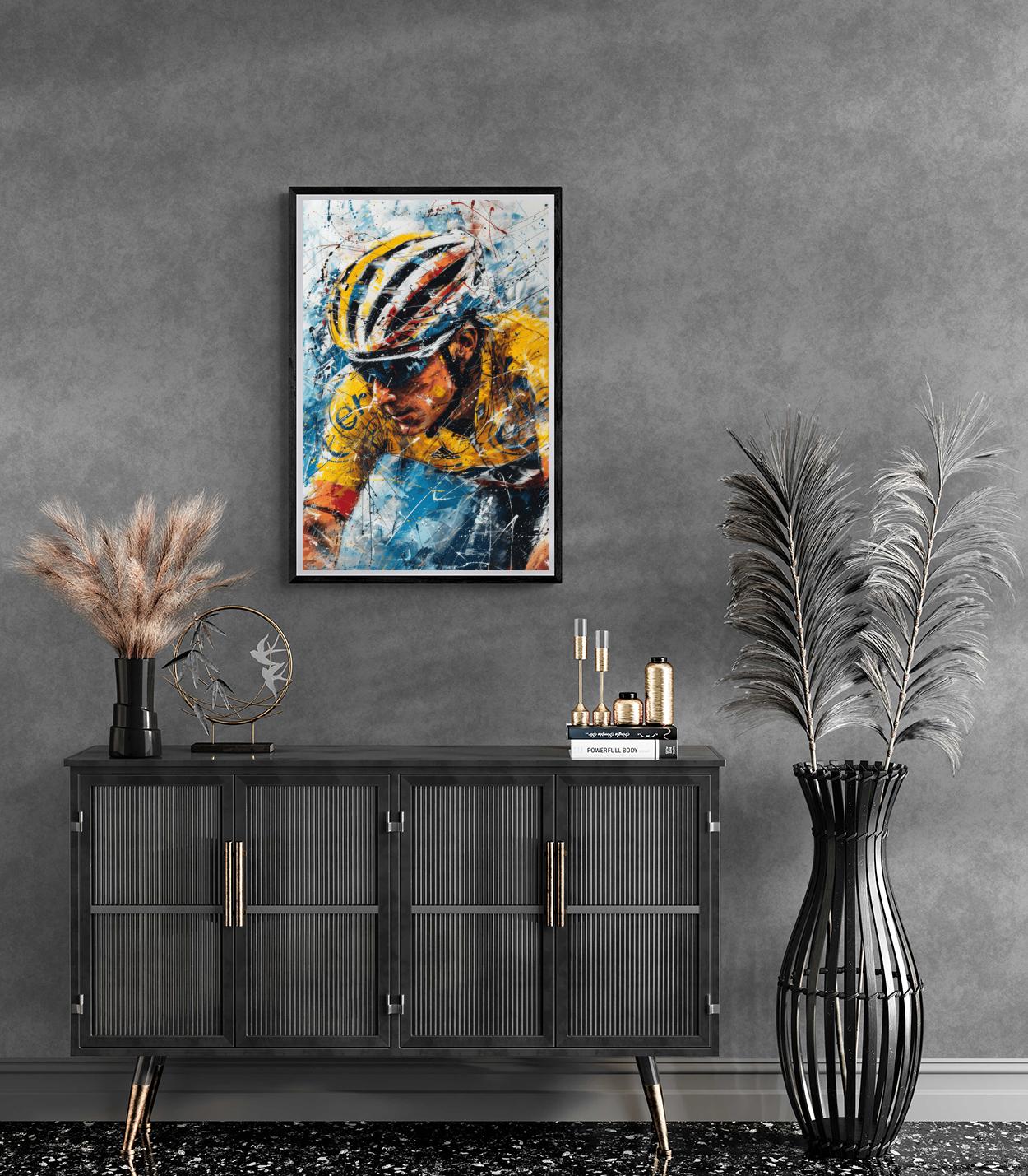 Lance Armstrong Illustration | Fiets Racedecor | Sport Kunst | Muurdecoratie Poster | Wonen & Tuin Kunst
