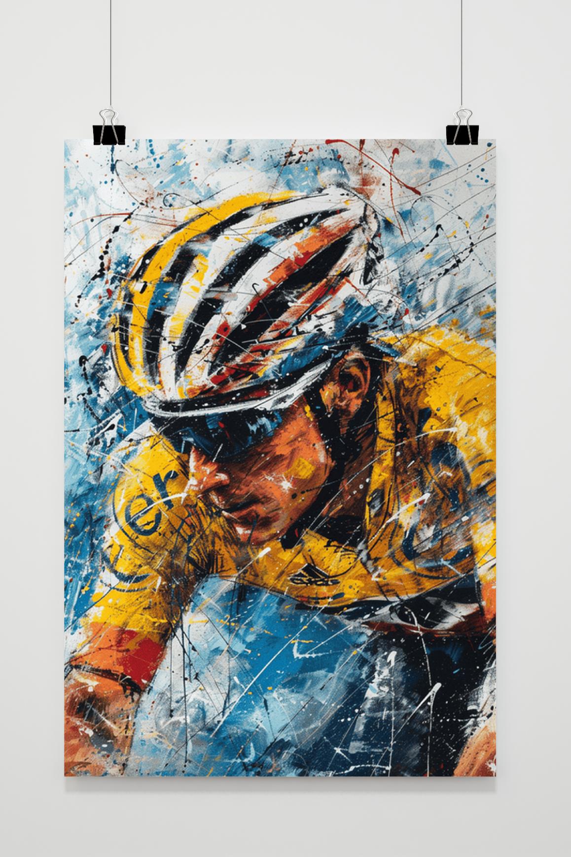 Lance Armstrong Illustration | Fiets Racedecor | Sport Kunst | Muurdecoratie Poster | Wonen & Tuin Kunst