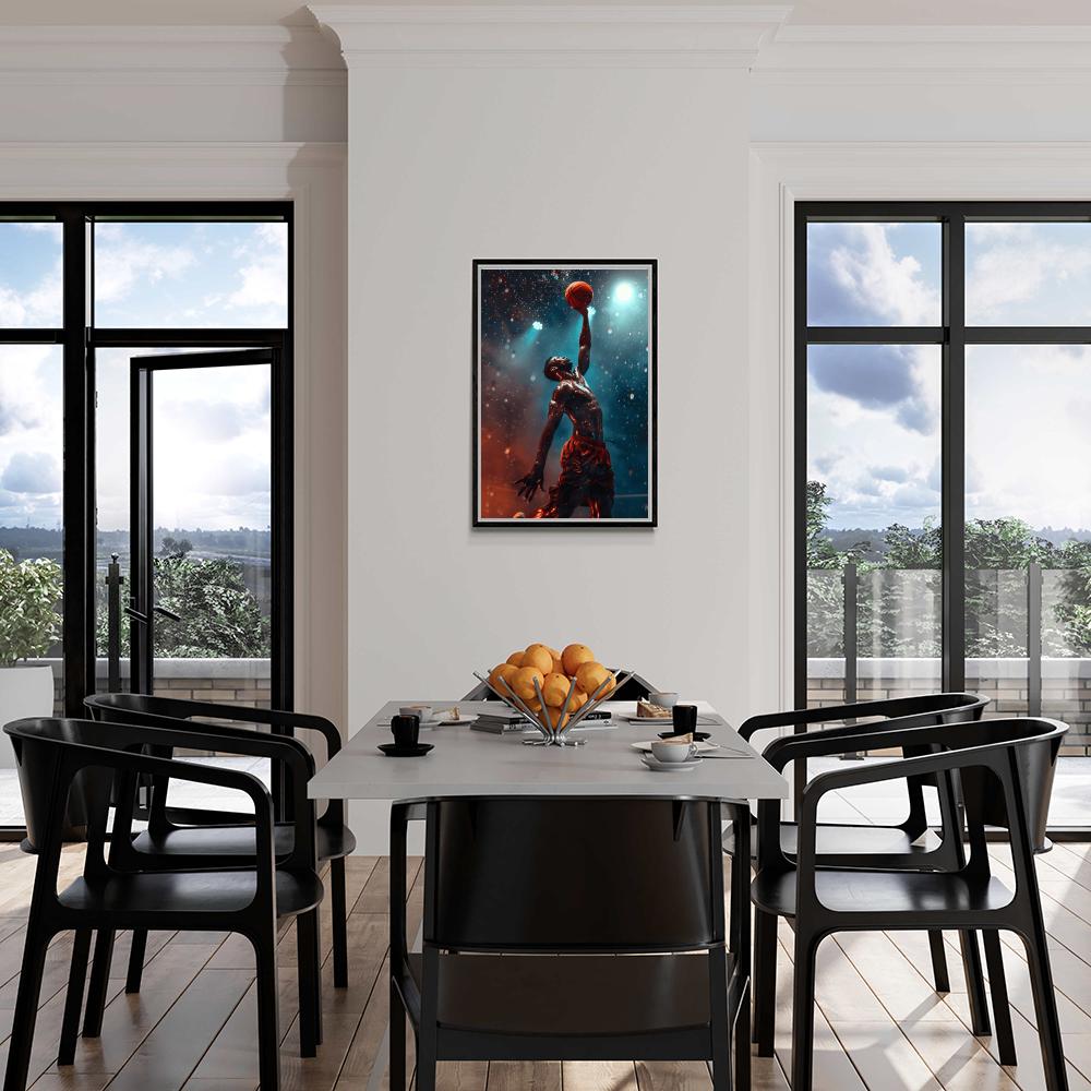 Basketball Art Print | Moderne posters | Wanddecoratie voor sportkamer | Muurdecoratie huis en tuin | Basketbal wandkunst