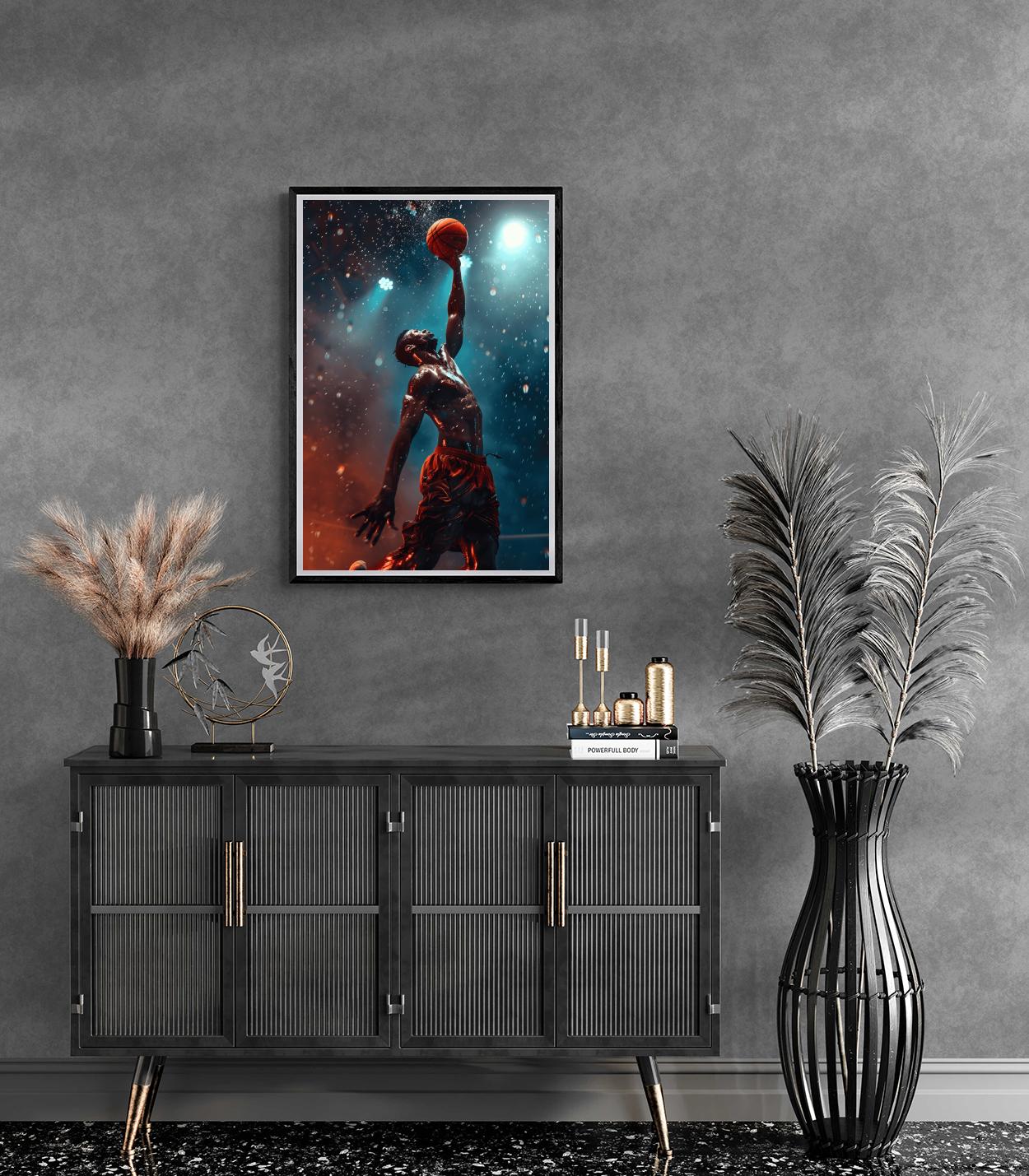 Basketball Art Print | Moderne posters | Wanddecoratie voor sportkamer | Muurdecoratie huis en tuin | Basketbal wandkunst