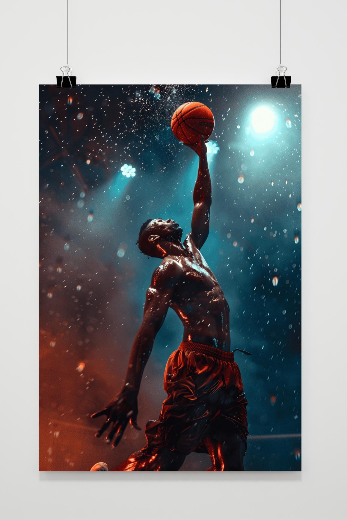 Basketball Art Print | Moderne posters | Wanddecoratie voor sportkamer | Muurdecoratie huis en tuin | Basketbal wandkunst