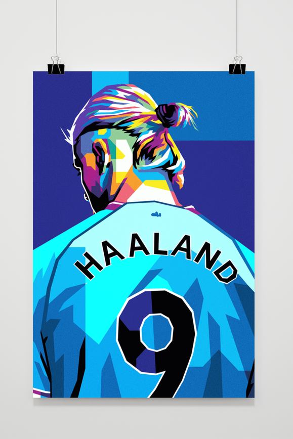 Erling Haaland Poster | Popart | Kleurrijke Muurdecoratie | Voetbal Schilderijen | Modern Design Wanddecoratie
