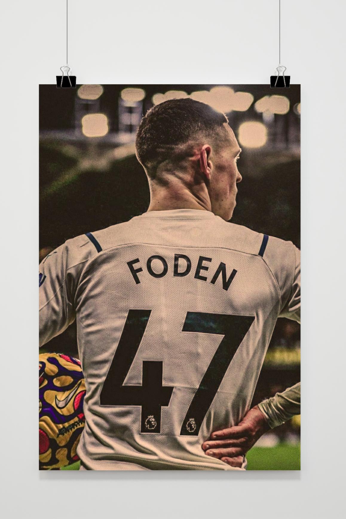 Phil Foden Poster | Muurdecoratie Voetbal | Wanddecoratie Kunst | Manchester City Prent | Sportliefhebbers Cadeau
