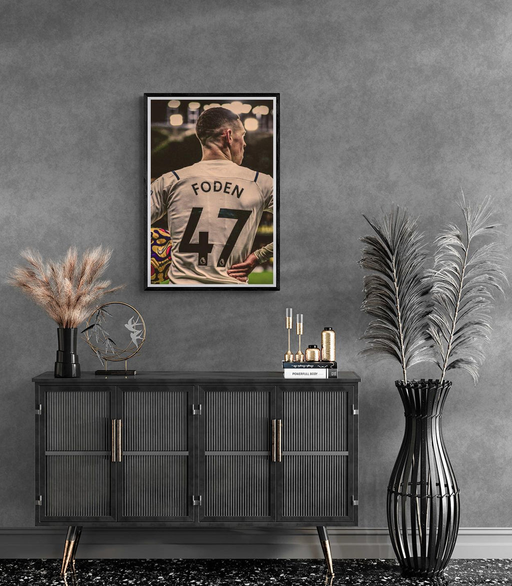 Phil Foden Poster | Muurdecoratie Voetbal | Wanddecoratie Kunst | Manchester City Prent | Sportliefhebbers Cadeau