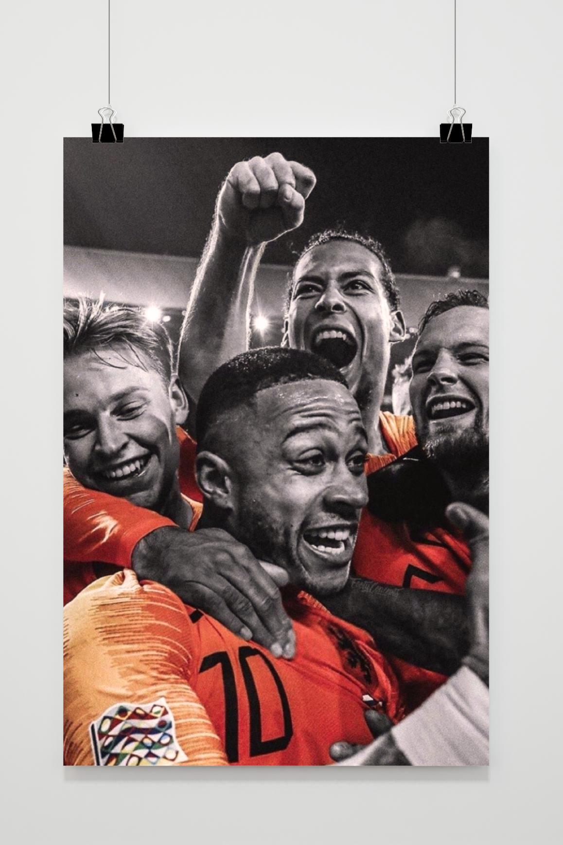 Netherlands Soccer Team | Retro Muurdecoratie | Wanddecoratie | Posters | Schilderijen | Canvas kunst | Voetbal Kunstwerk | Vibrante Kleuren | Ongeframed