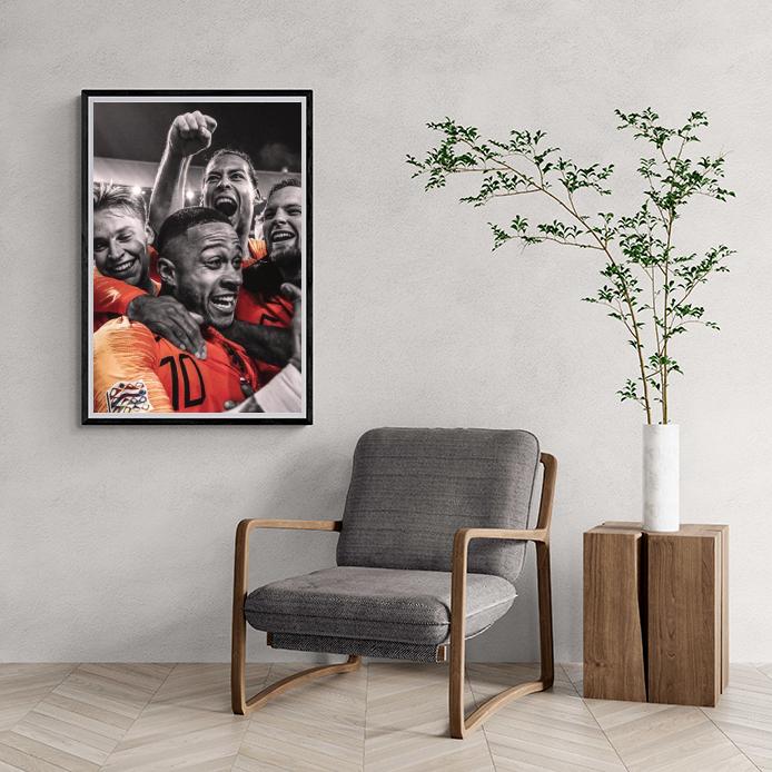 Netherlands Soccer Team | Retro Muurdecoratie | Wanddecoratie | Posters | Schilderijen | Canvas kunst | Voetbal Kunstwerk | Vibrante Kleuren | Ongeframed
