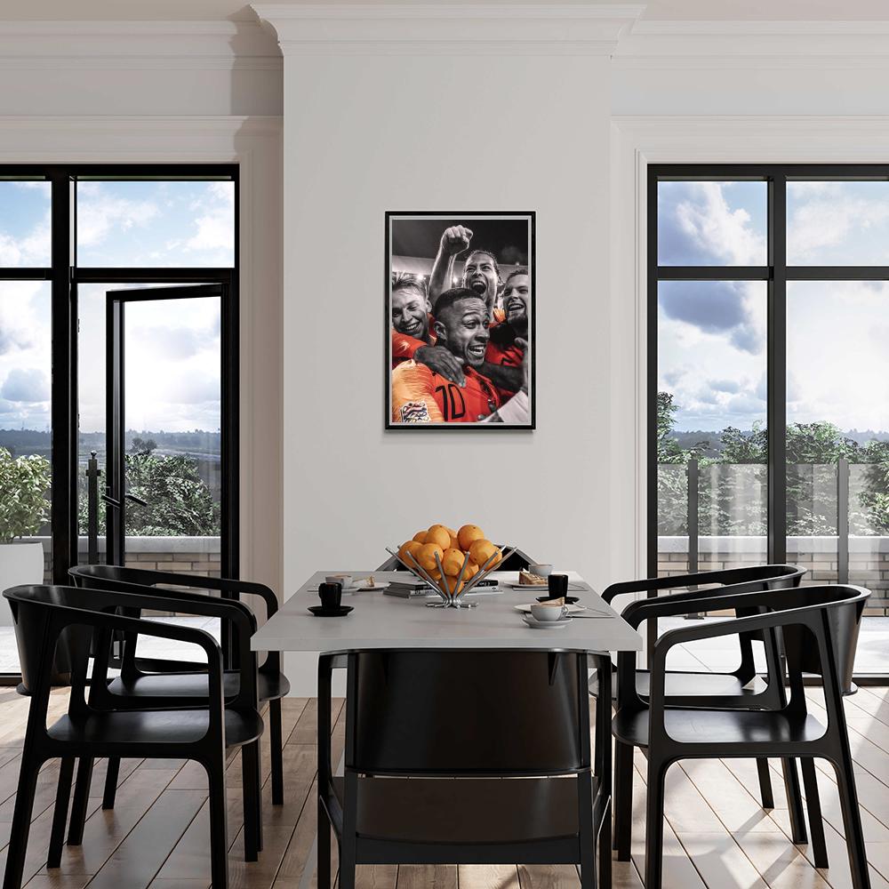 Netherlands Soccer Team | Retro Muurdecoratie | Wanddecoratie | Posters | Schilderijen | Canvas kunst | Voetbal Kunstwerk | Vibrante Kleuren | Ongeframed