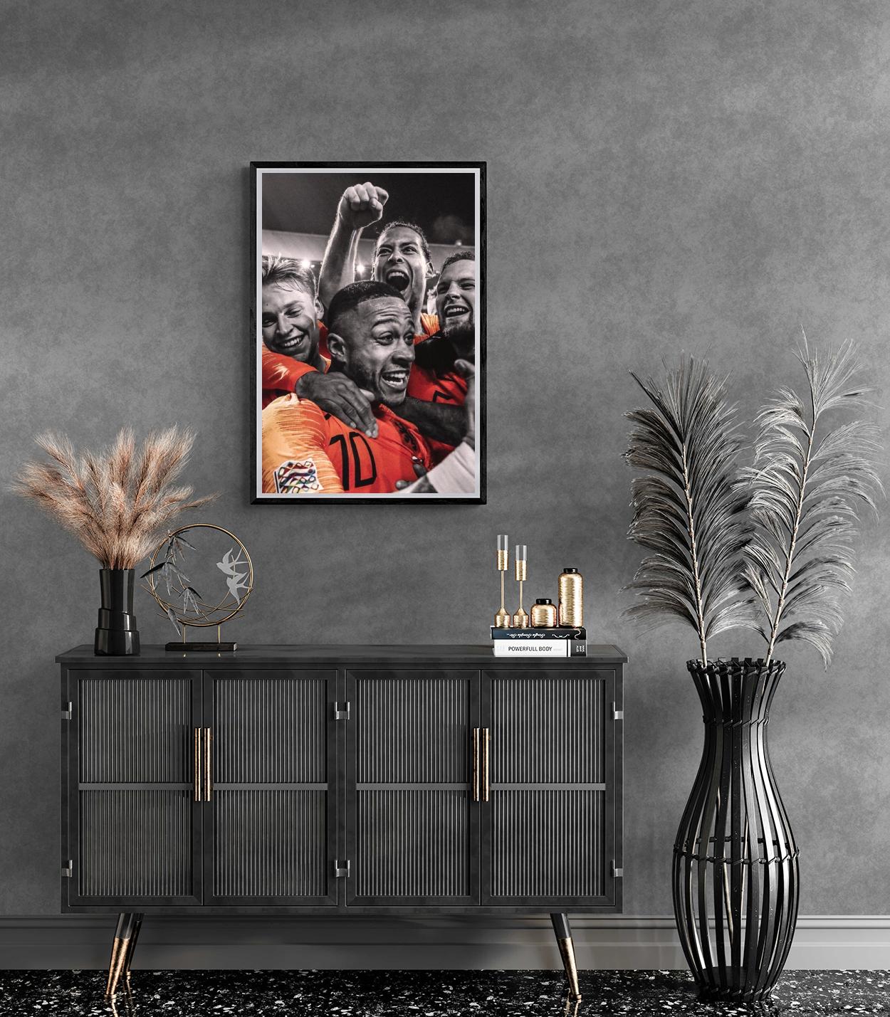 Netherlands Soccer Team | Retro Muurdecoratie | Wanddecoratie | Posters | Schilderijen | Canvas kunst | Voetbal Kunstwerk | Vibrante Kleuren | Ongeframed