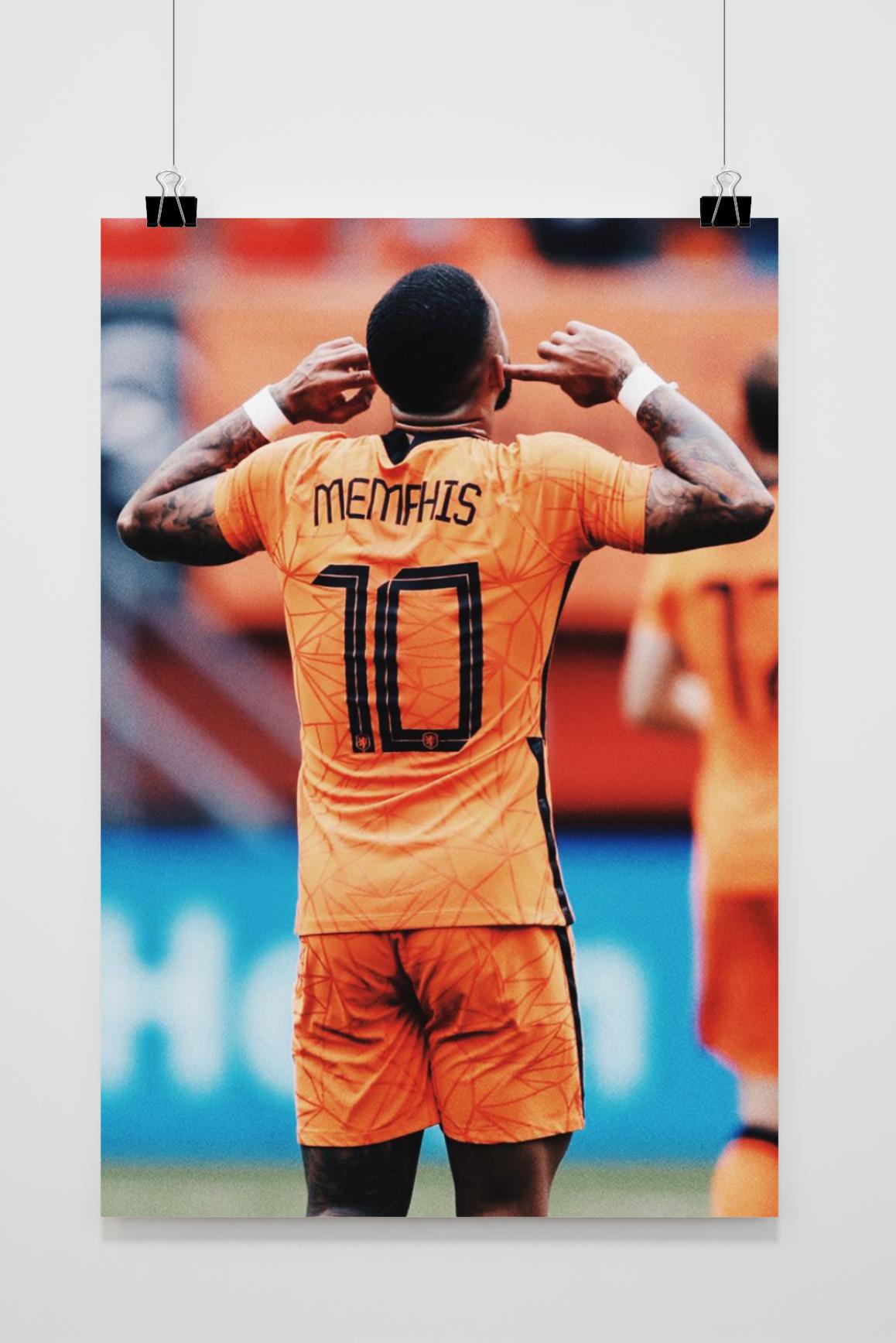 Memphis Depay Poster | Muurdecoratie | Wanddecoratie | Hoge Kwaliteit | Kunst voor Thuis | Decoratieve Kunst Print