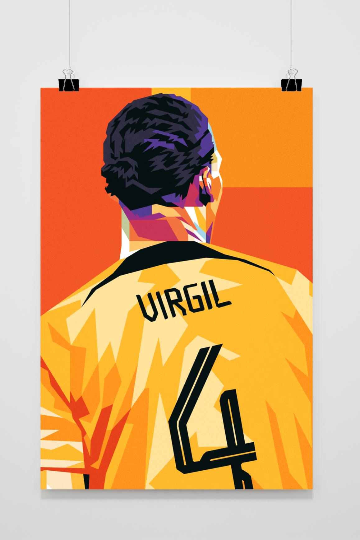 Virgil van Dijk Poster | Muurdecoratie Voetbal | Sport Wanddecoratie | Huis & Kantoor Kunst | Cadeau voor Voetbalfans