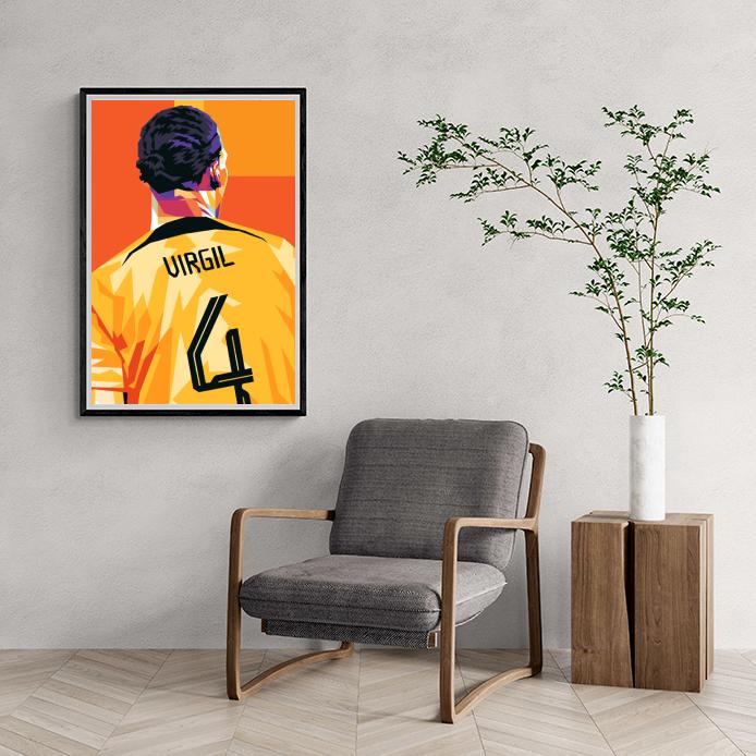 Virgil van Dijk Poster | Muurdecoratie Voetbal | Sport Wanddecoratie | Huis & Kantoor Kunst | Cadeau voor Voetbalfans
