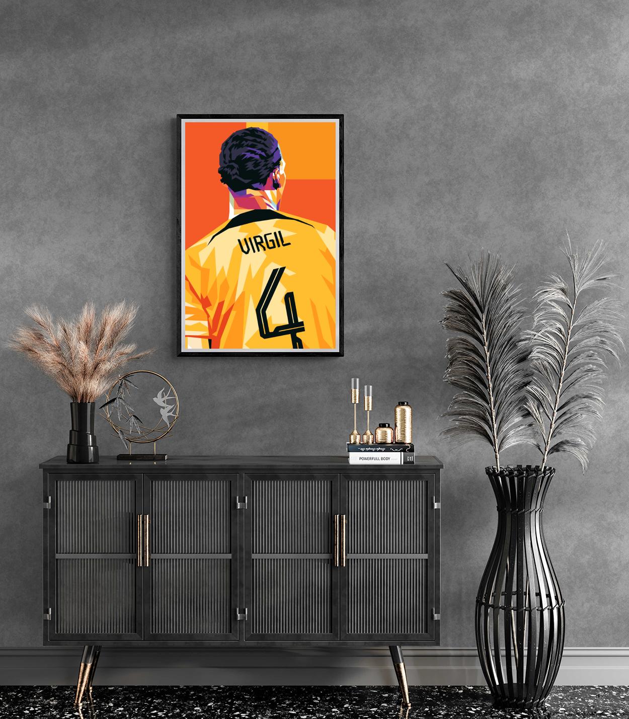 Virgil van Dijk Poster | Muurdecoratie Voetbal | Sport Wanddecoratie | Huis & Kantoor Kunst | Cadeau voor Voetbalfans