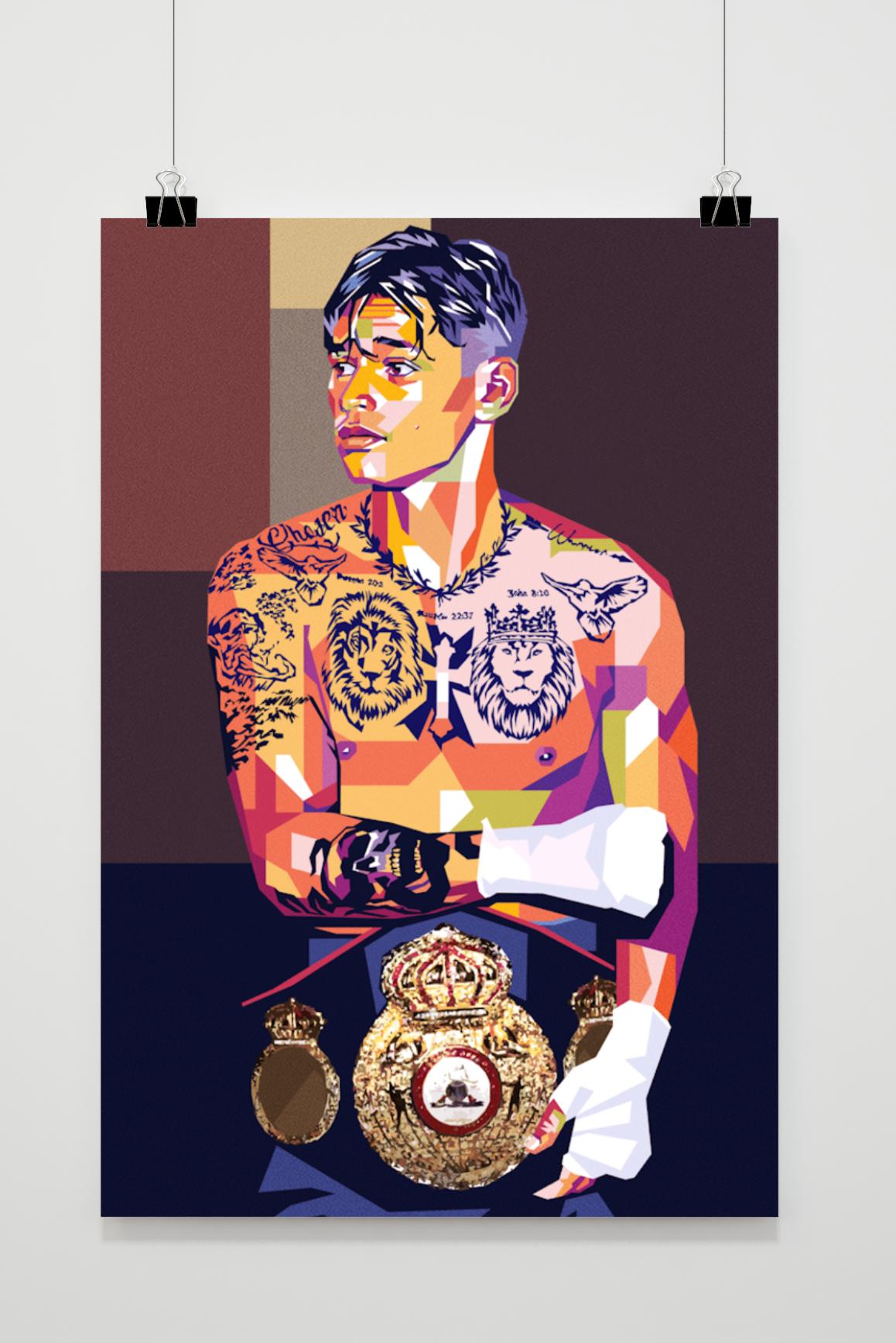 Ryan Garcia Boxing Champion | Sportieve Wanddecoratie | Motivatieposters | Schilderijen voor Thuis & Kantoor | Muurdecoratie voor Boksliefhebbers | Hoge Kwaliteit Print