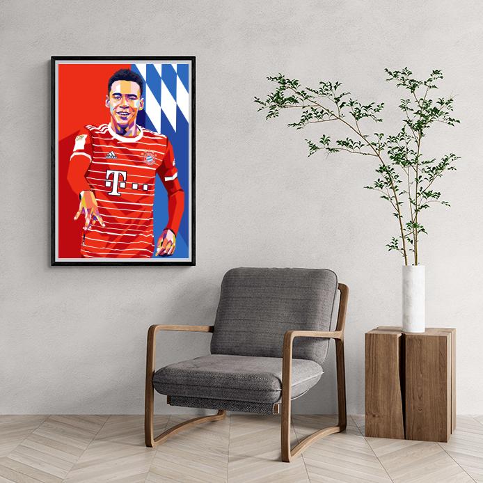 Jamal Musiala Poster | Muurdecoratie | Wanddecoratie | Moderne Visuele Kunst | Sportster Prent