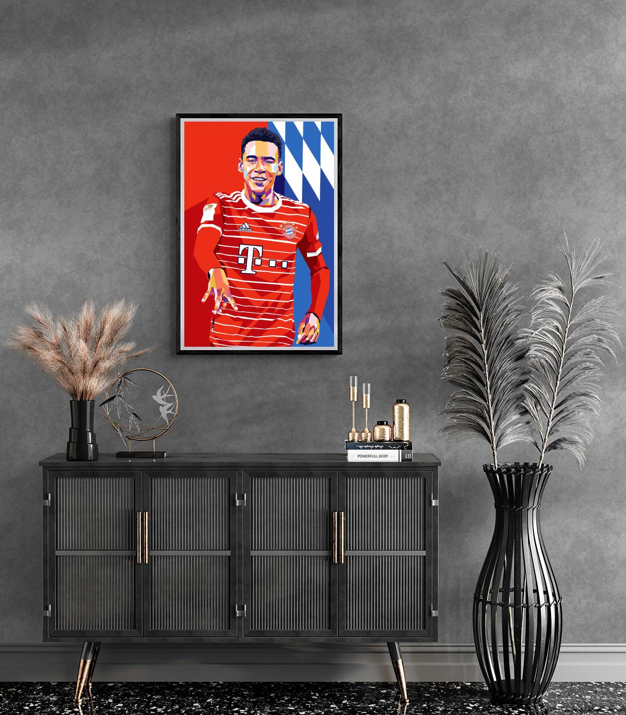 Jamal Musiala Poster | Muurdecoratie | Wanddecoratie | Moderne Visuele Kunst | Sportster Prent