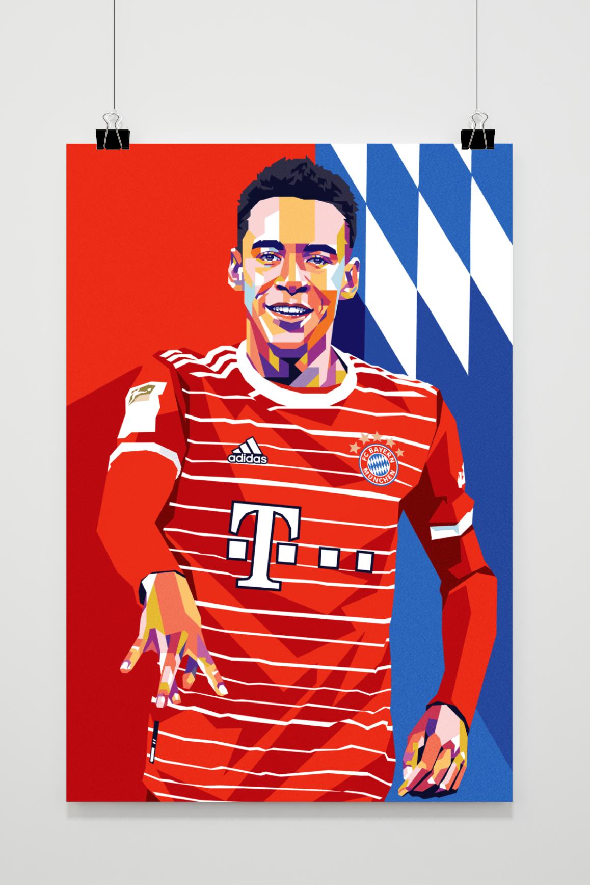 Jamal Musiala Poster | Muurdecoratie | Wanddecoratie | Moderne Visuele Kunst | Sportster Prent