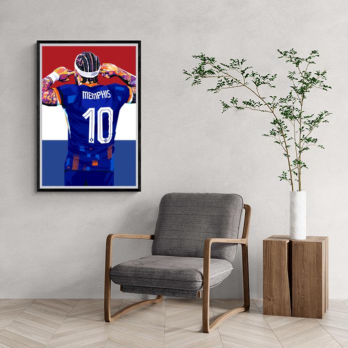 Memphis Depay Poster | Wanddecoratie | Kunst aan de Muur | Muurdecoratie | Schilderijen en Canvas Kunst
