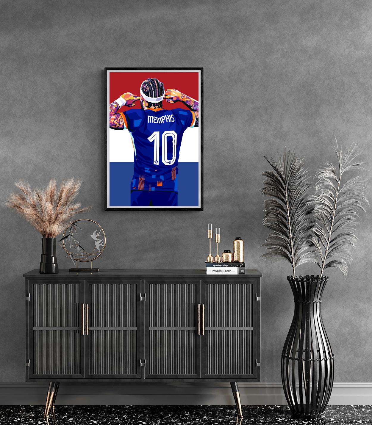 Memphis Depay Poster | Wanddecoratie | Kunst aan de Muur | Muurdecoratie | Schilderijen en Canvas Kunst