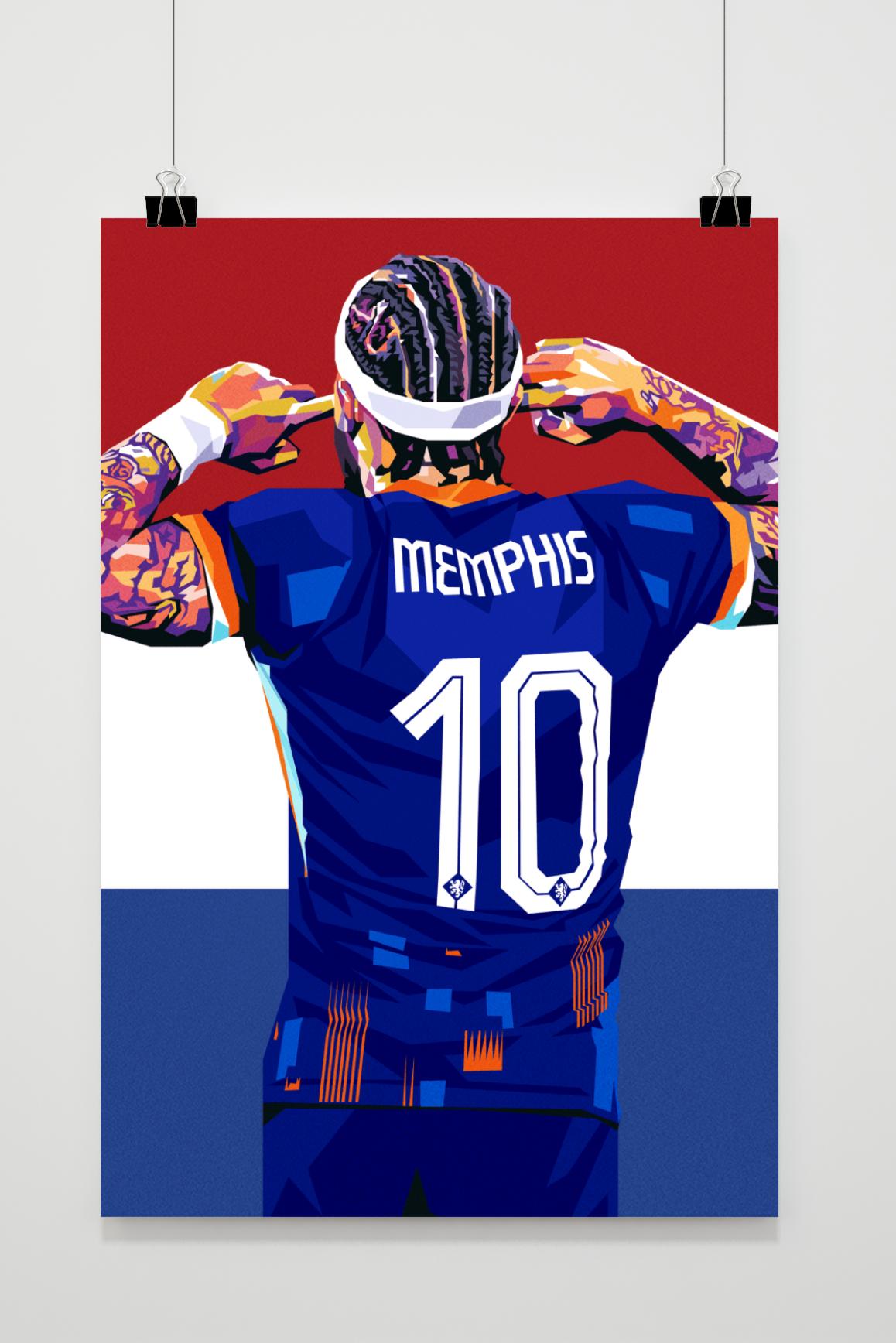 Memphis Depay Poster | Wanddecoratie | Kunst aan de Muur | Muurdecoratie | Schilderijen en Canvas Kunst
