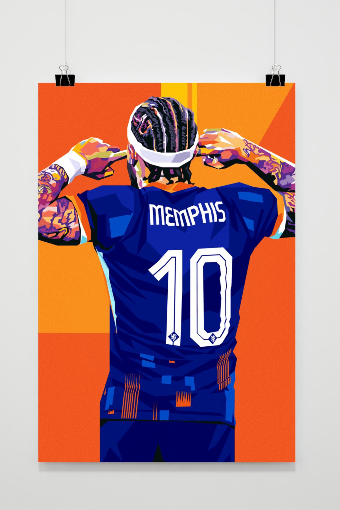 Memphis Depay Poster | Wanddecoratie | Kunst aan de Muur | Muurdecoratie | Schilderijen en Canvas Kunst