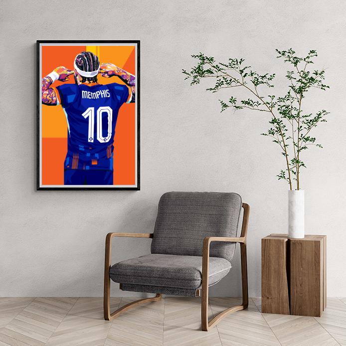 Memphis Depay Poster | Wanddecoratie | Kunst aan de Muur | Muurdecoratie | Schilderijen en Canvas Kunst