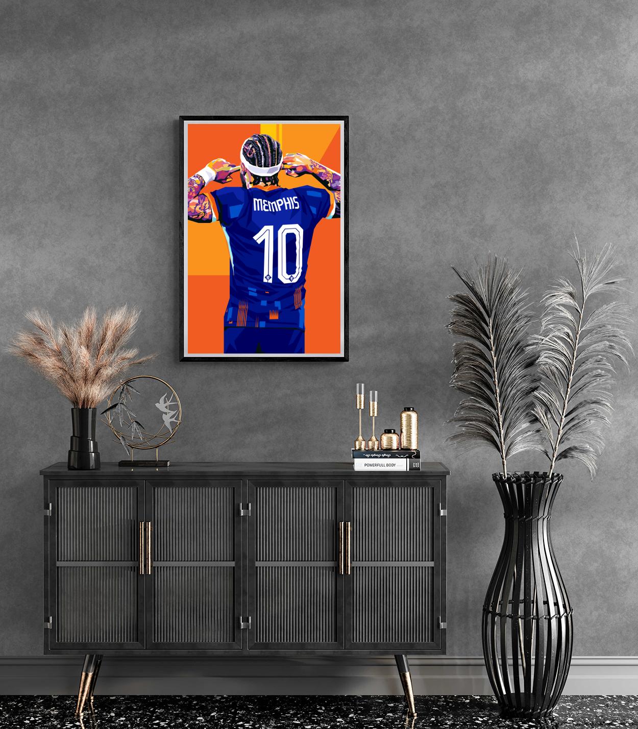 Memphis Depay Poster | Wanddecoratie | Kunst aan de Muur | Muurdecoratie | Schilderijen en Canvas Kunst