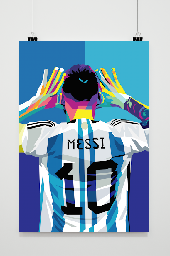 Leonel Messi Pop Art Poster | Muurdecoratie voor Voetbalfans | Moderne Wanddecoratie | Kunstcadeau