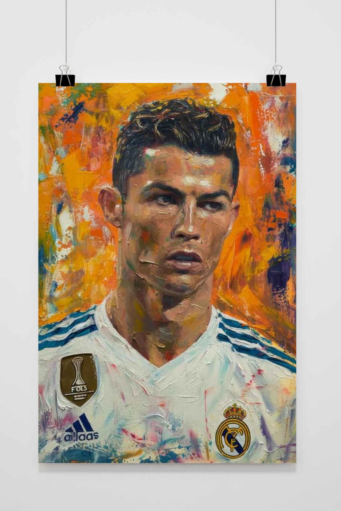 Cristiano Ronaldo Watercolor Art | Schilderijen | Muurdecoratie | Posters | Wanddecoratie | Canvas Kunst