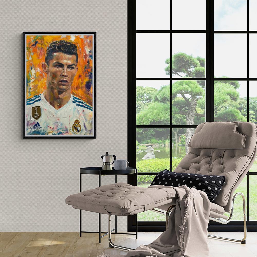 Cristiano Ronaldo Watercolor Art | Schilderijen | Muurdecoratie | Posters | Wanddecoratie | Canvas Kunst